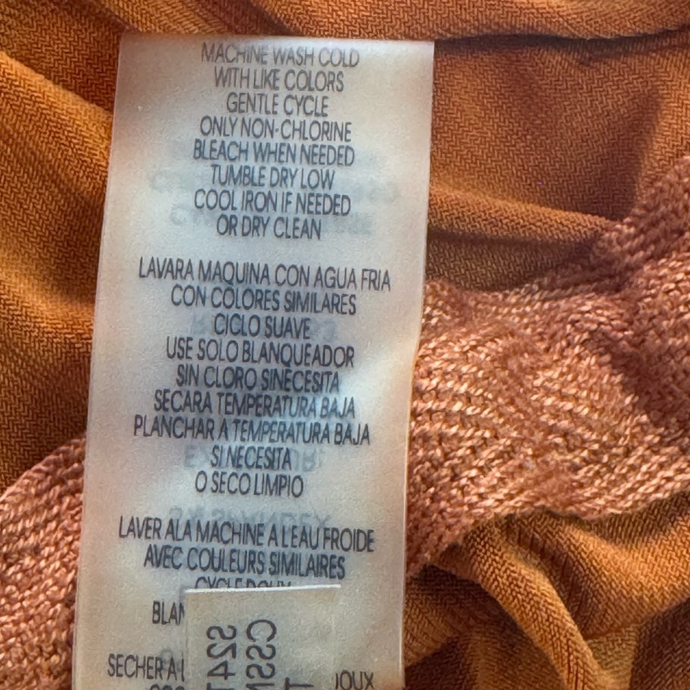 Calvin Klein Ruched Sleeveless Mock Neck Top Rust Orange Stretch Blouse Size M - Picture 13 of 14